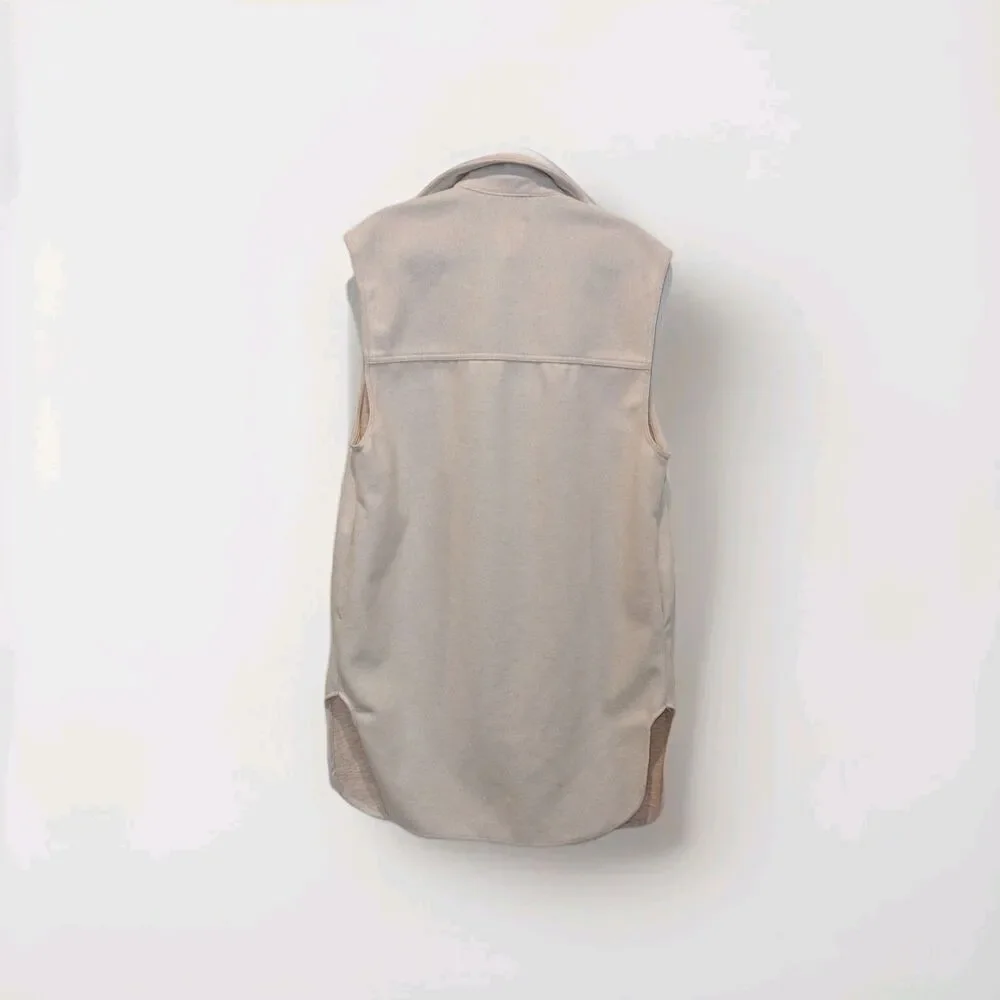 H&M Cream Longline Shacket Vest Minimalist Cozy Chic Button Front Layering‎ XS